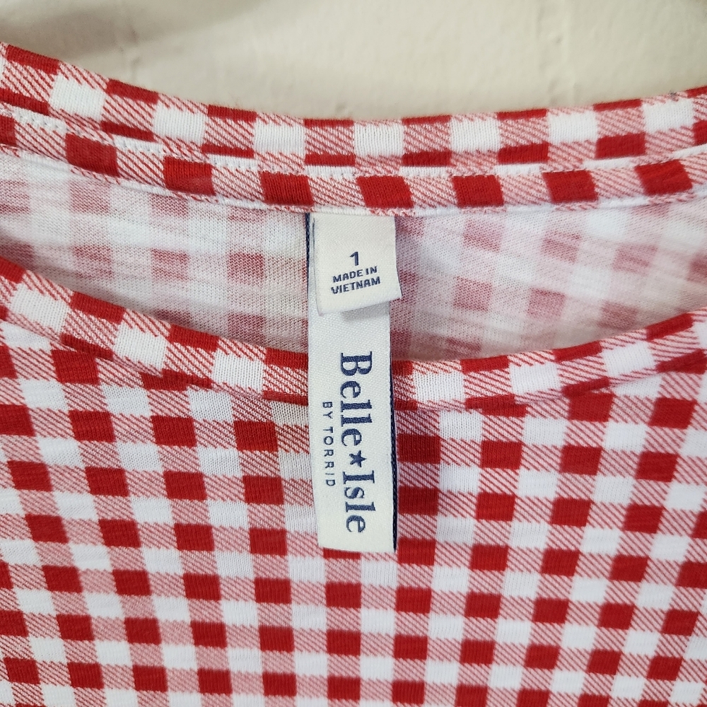 Belle & Isle Ruffled Sleeve Pullover Gingham Design Shirt Size 1 P2p 23 - Picture 3 of 6
